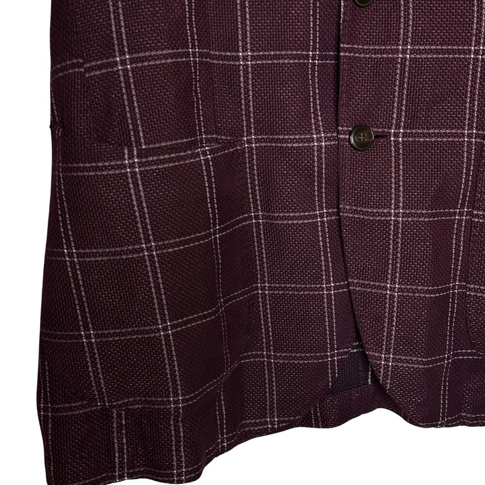 L.B.M. 1911 Tailored Burgundy Red Windowpane Blazer Jacket Size 52R - Picture 9 of 12